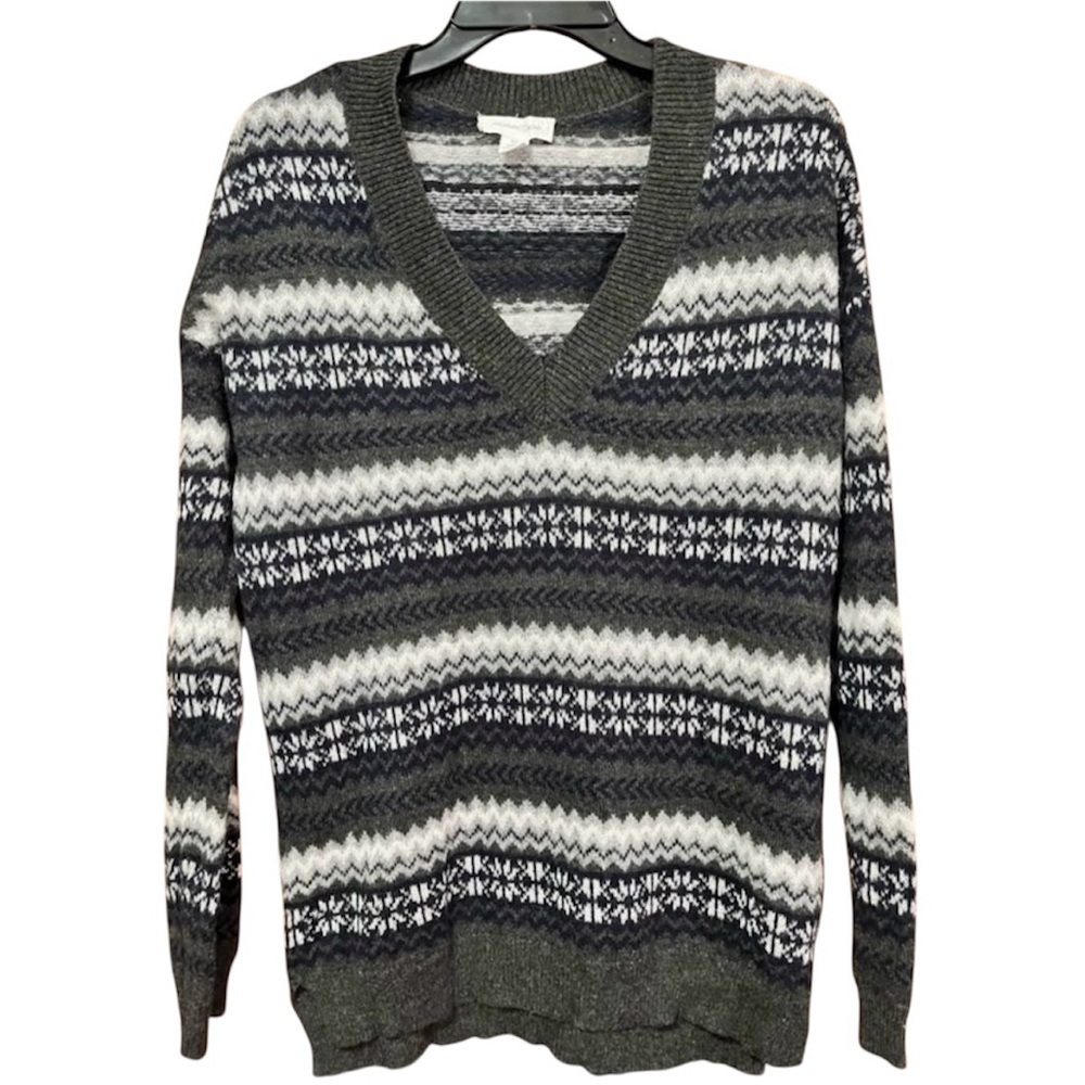Treasure & Bond Fair Isle Oversized V Neck Sweater Size XS